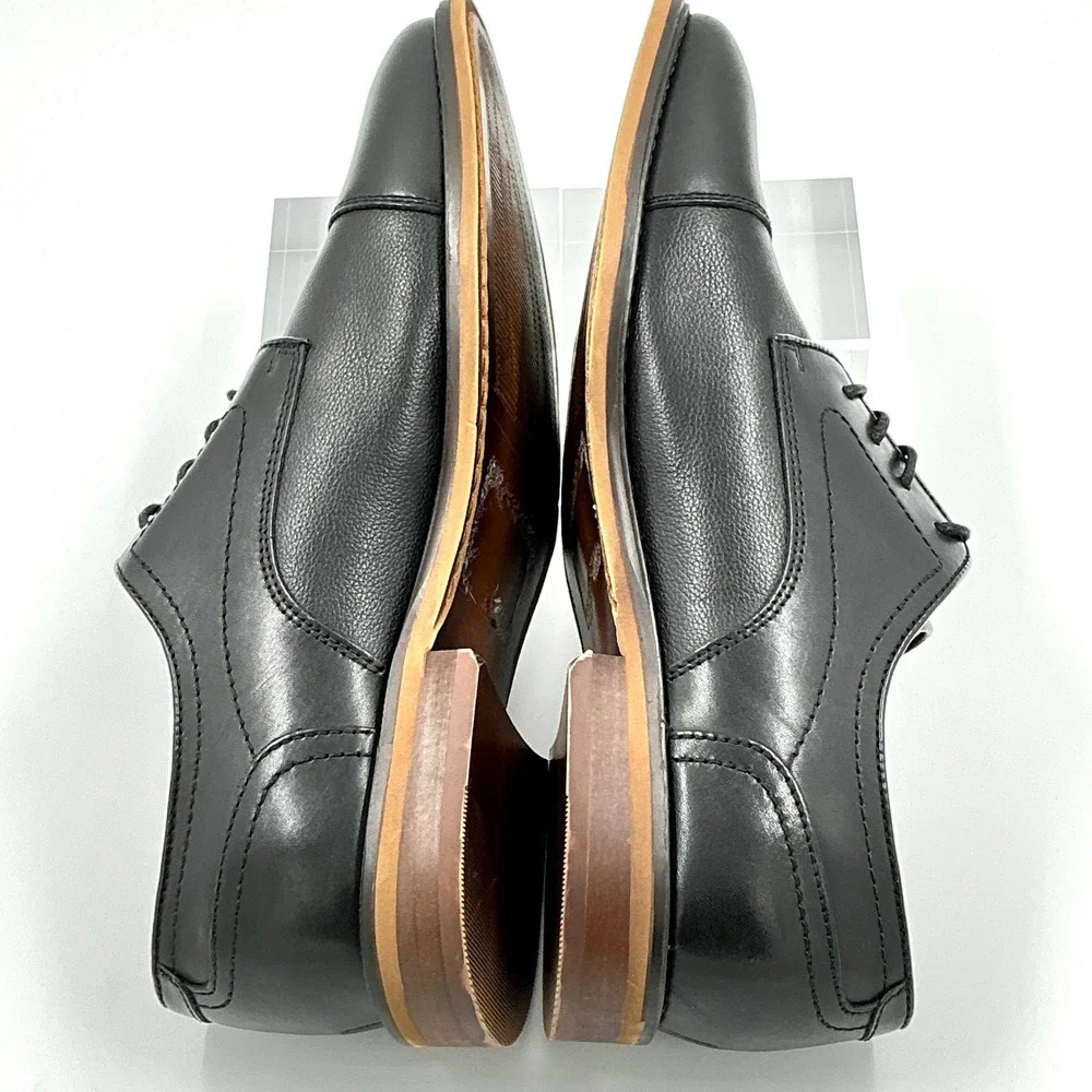 Nordstrom Rack Mens Size 11 Black Leather Cap Toe Derby Dress Shoes NEW Radian